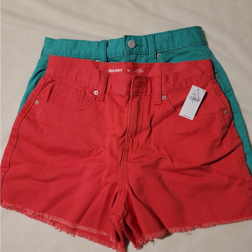 Old Navy High Waist Red and Green Shorts. One is New other one is used